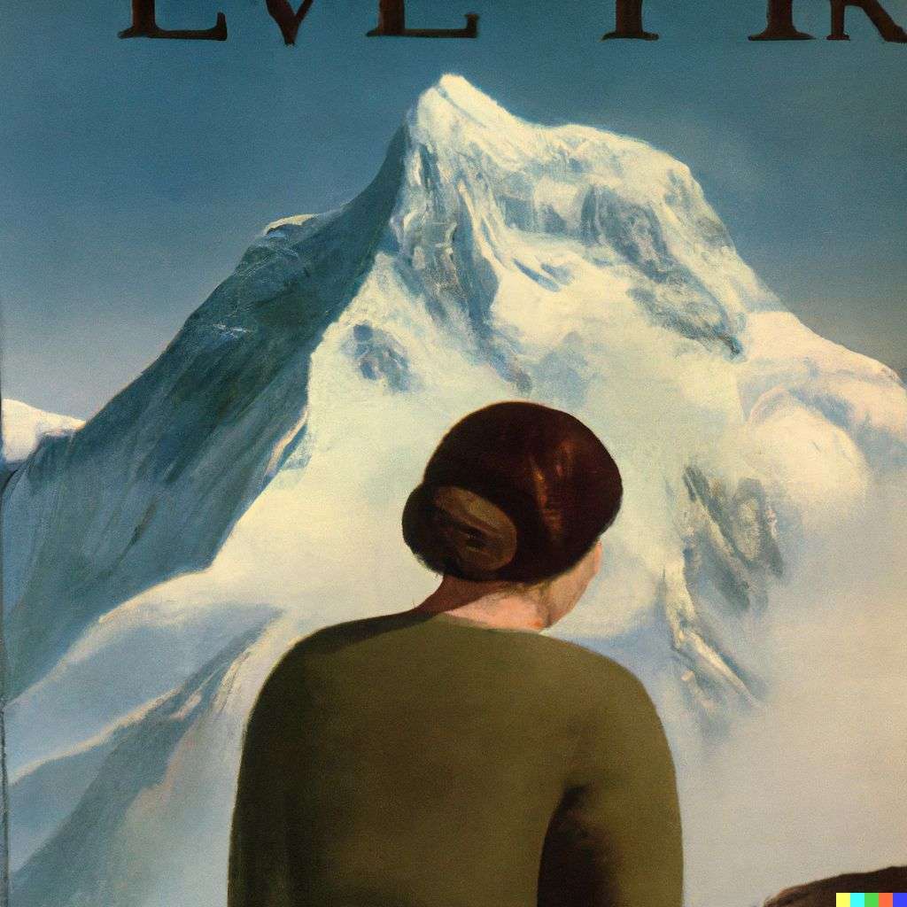 someone gazing at Mount Everest, front cover of Vogue, 1950